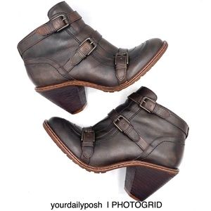 Anthropologie Schuler & Sons brown leather Times Three ankle boots US size 8